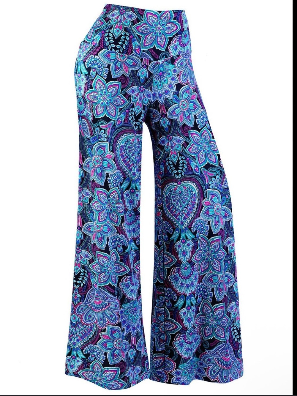 Arolina Blue & Teal Palazzo Floral Wide-Leg Pants
